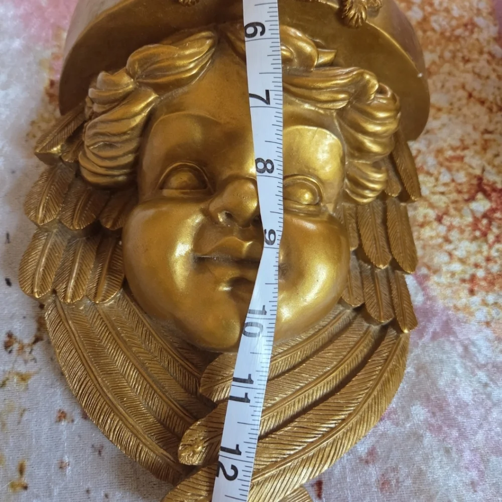 Vintage heavy cherub wall shelf - Victorian style Gold Gilded Finish Stunning